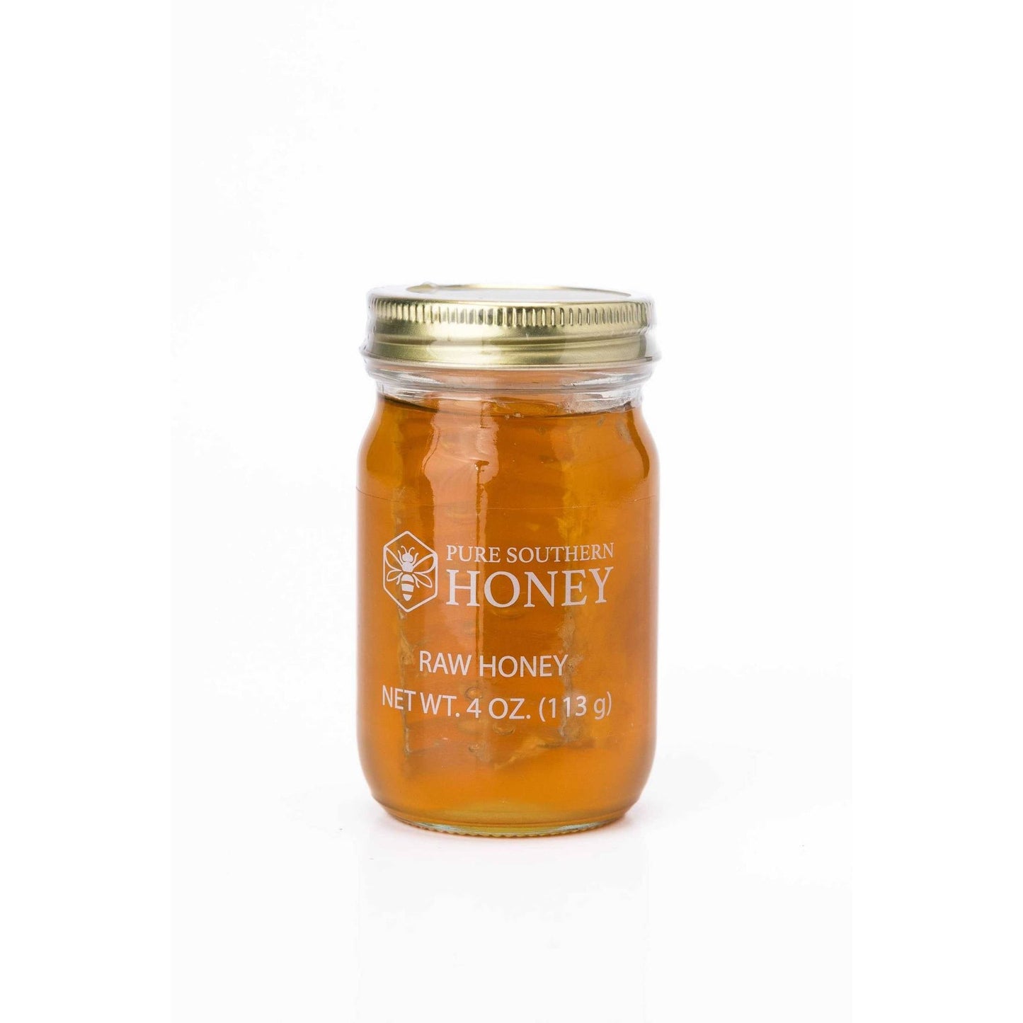 4oz jar of raw honeycomb in unfiltered golden honey Mini Honey With Comb