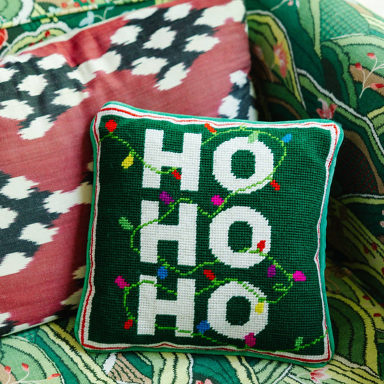 Ho Ho Ho Needlepoint Pillow - Curated Home Decor