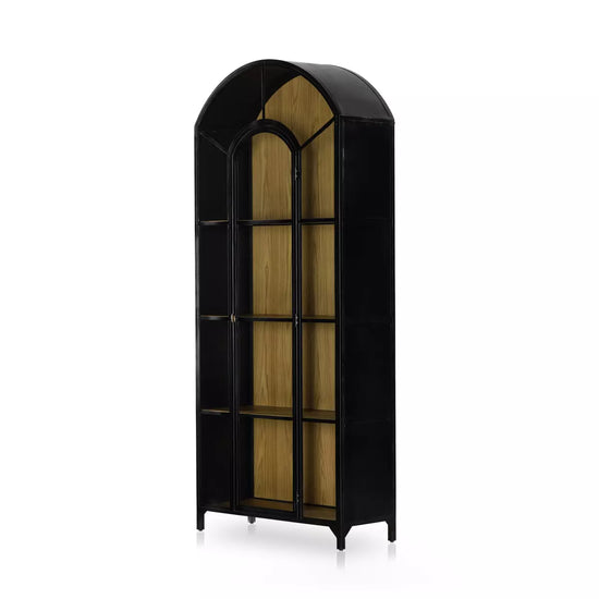Arched Black Metal Glass Display Cabinet
