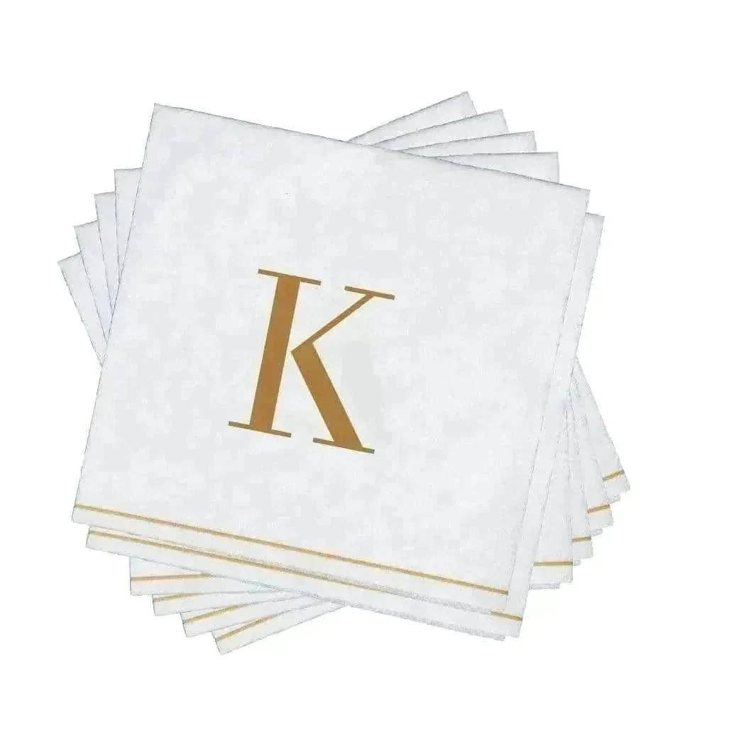 K Gold Monogram Cocktail Paper Napkins