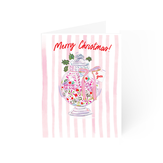 Set of 6 Merry Christmas Candy Note Cards