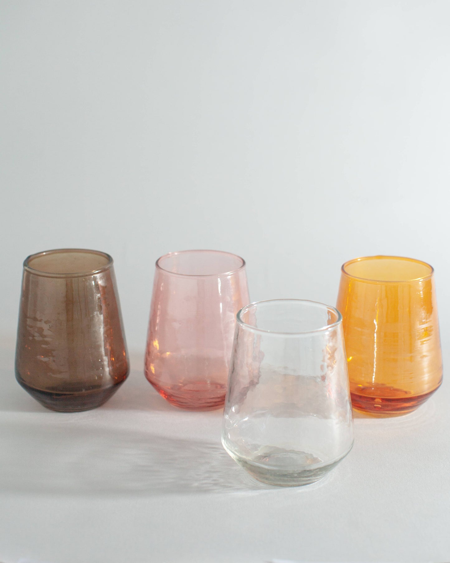 Creative Women - Handblown Hammered Glass Water Tumbler | Pair of 2: Amber - Curated Home Decor