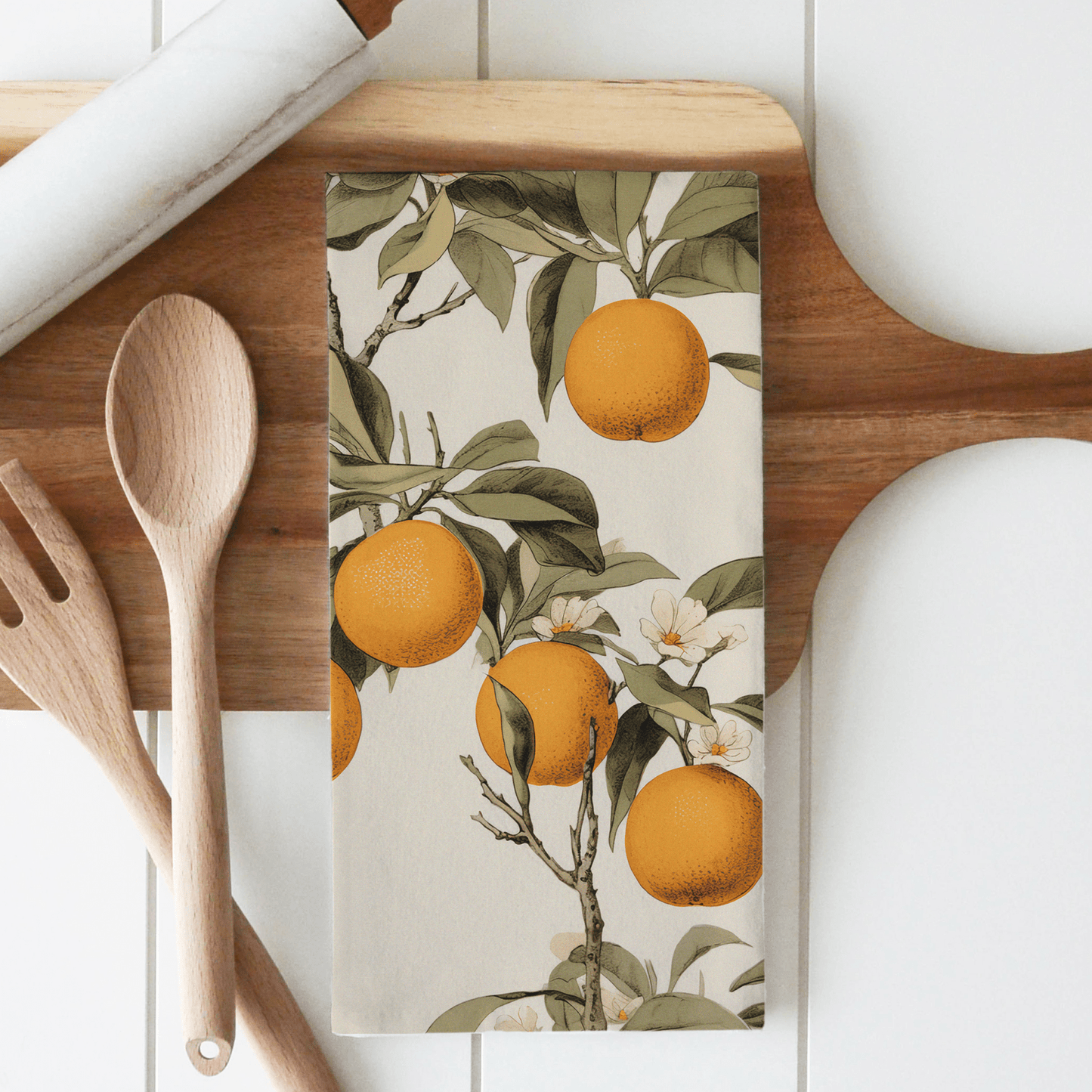 
                  
                    Vintage Oranges Kitchen Tea Towel: White - Curated Home Decor
                  
                