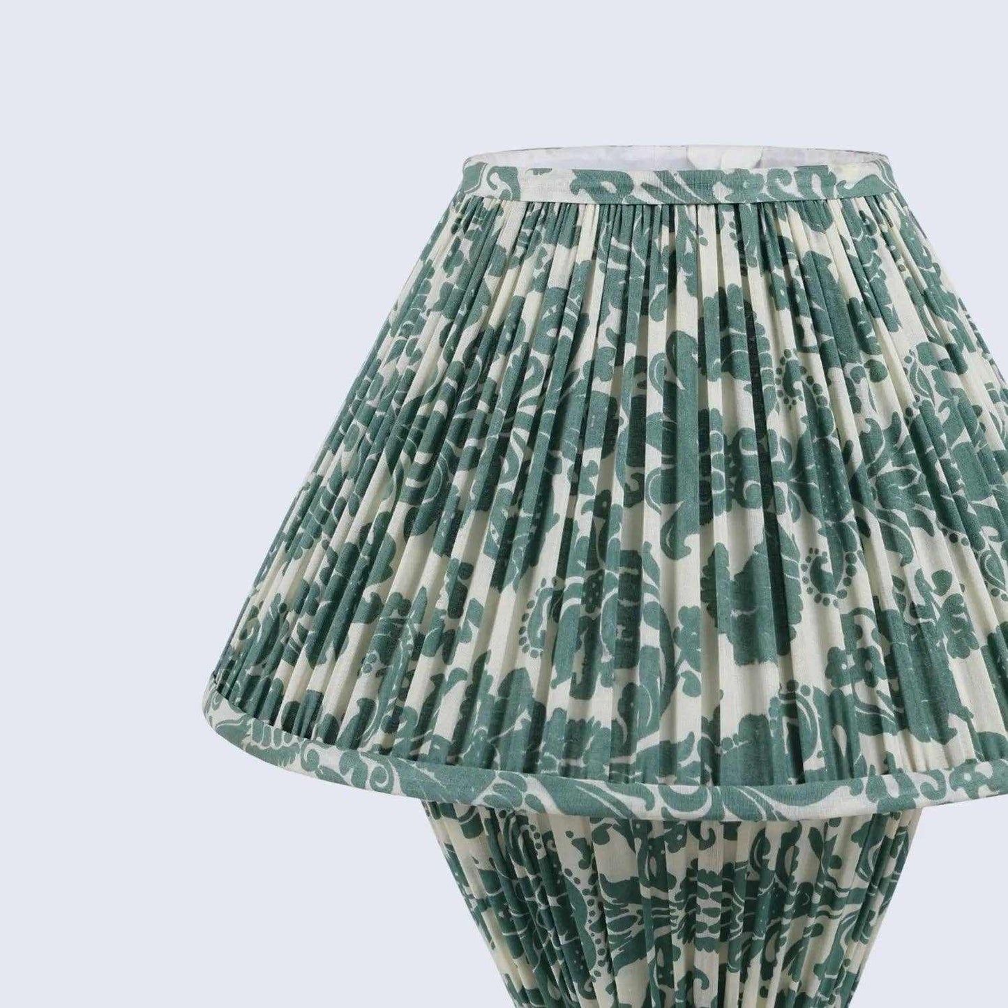 
                  
                    Verde Modern Table Lamp 13" x 19" – Handcrafted Pleated Fabric Bedside Lamp - Curated Home Decor
                  
                