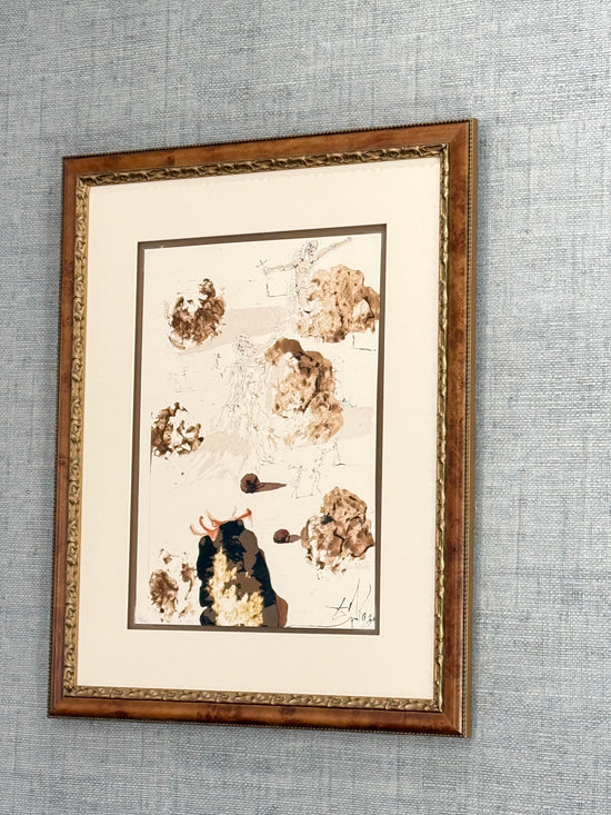 Signed Salvador Dalí Lithograph – Burlwood & Antique Gold Frame (29” L x 24” W x 2.5” D) - Curated Home Decor