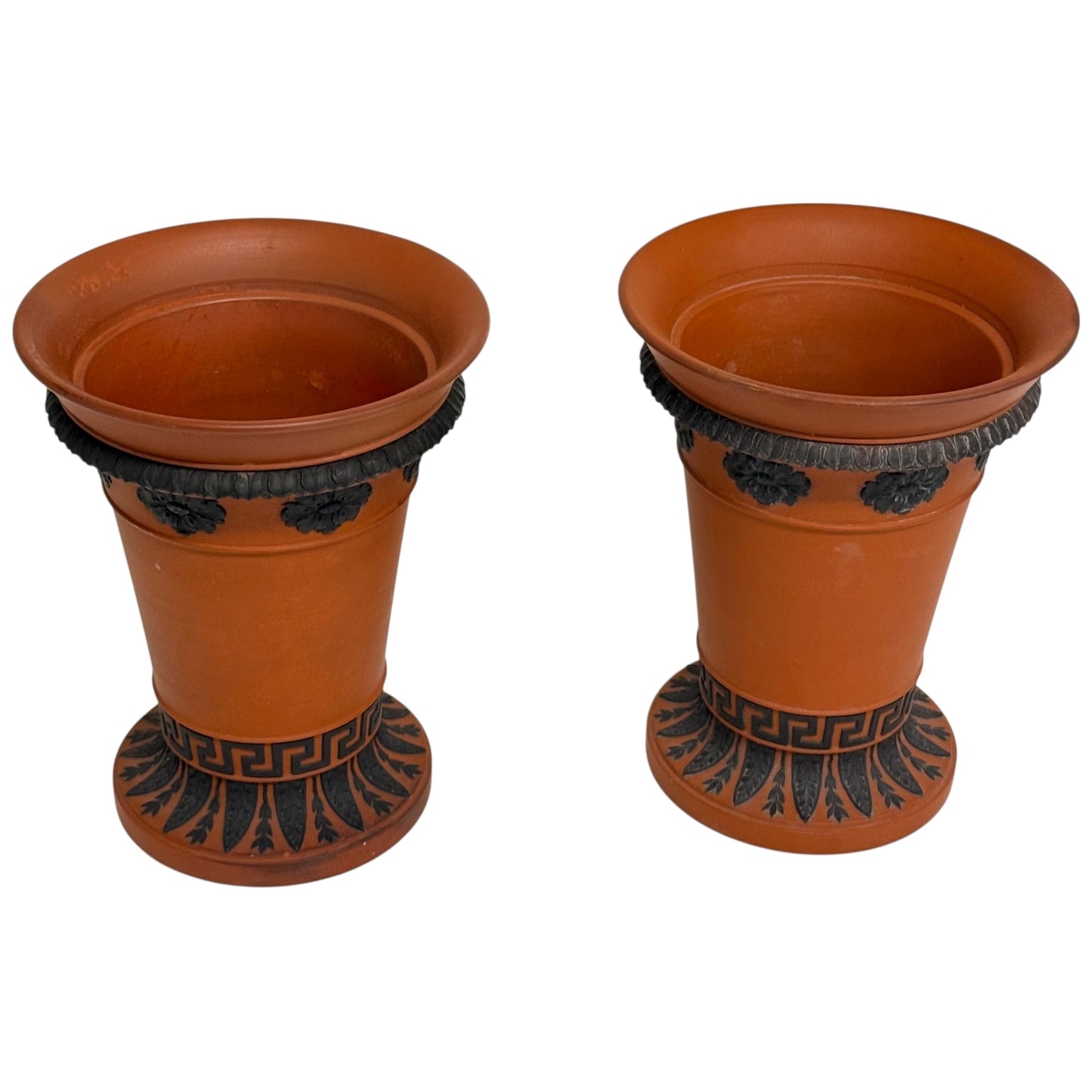 Pair of Early 19th CenturyWedgwood Rosso Antico Jardinieres - Curated Home Decor