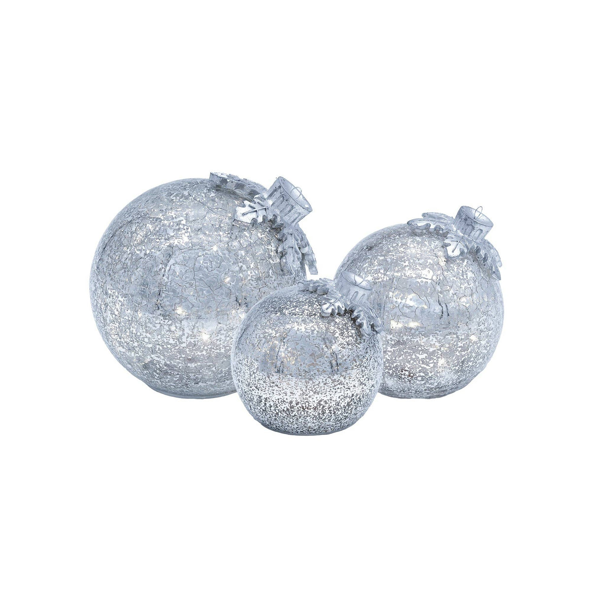 
                  
                    Battery-Operated Glass Tabletop Ornaments, Gold, Set of 3 - Curated Home Decor
                  
                