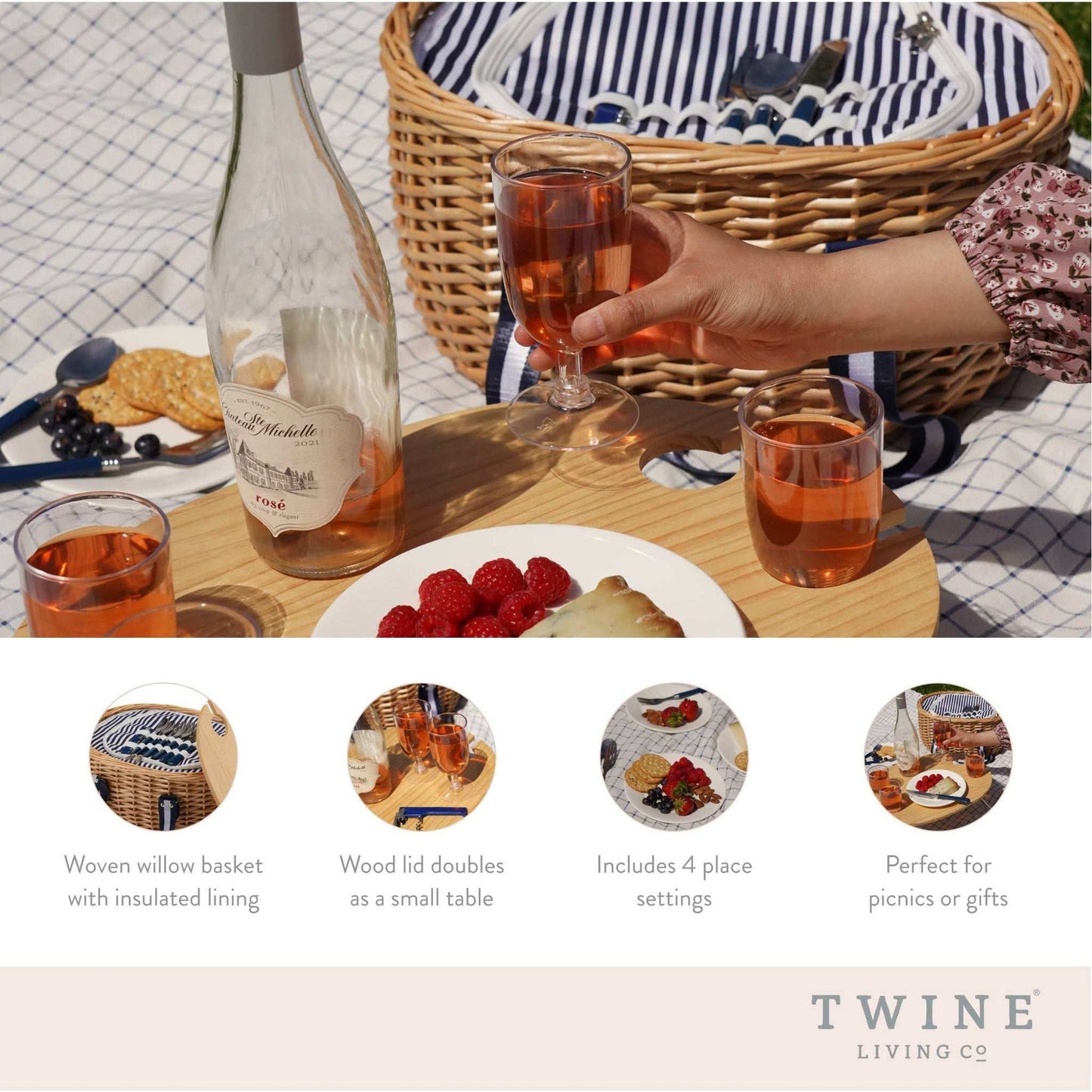 
                  
                    Central Park Willow Picnic Basket Set for Four - Curated Home Decor
                  
                