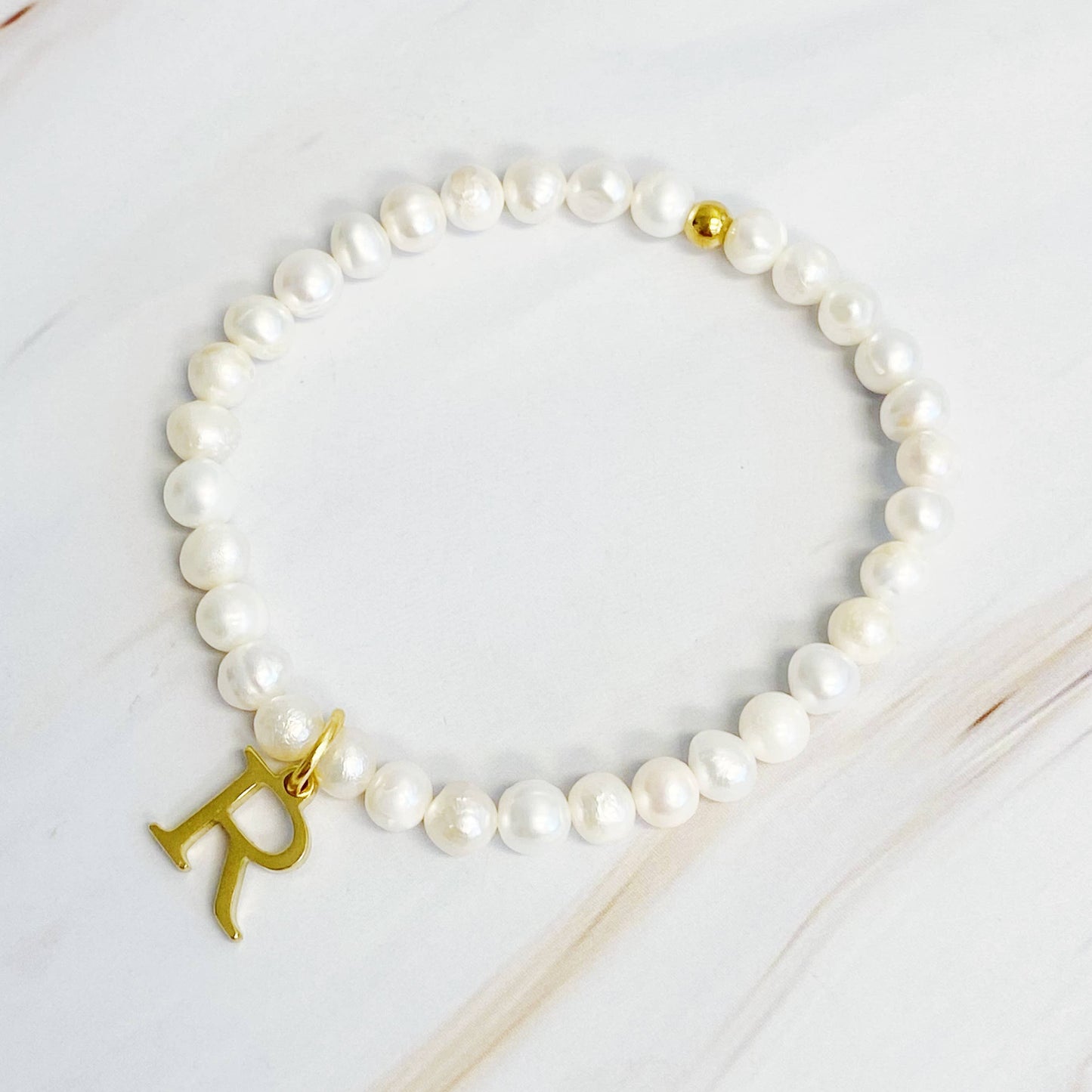 Freshwater Pearl Initial Charm Bracelet - Curated Home Decor