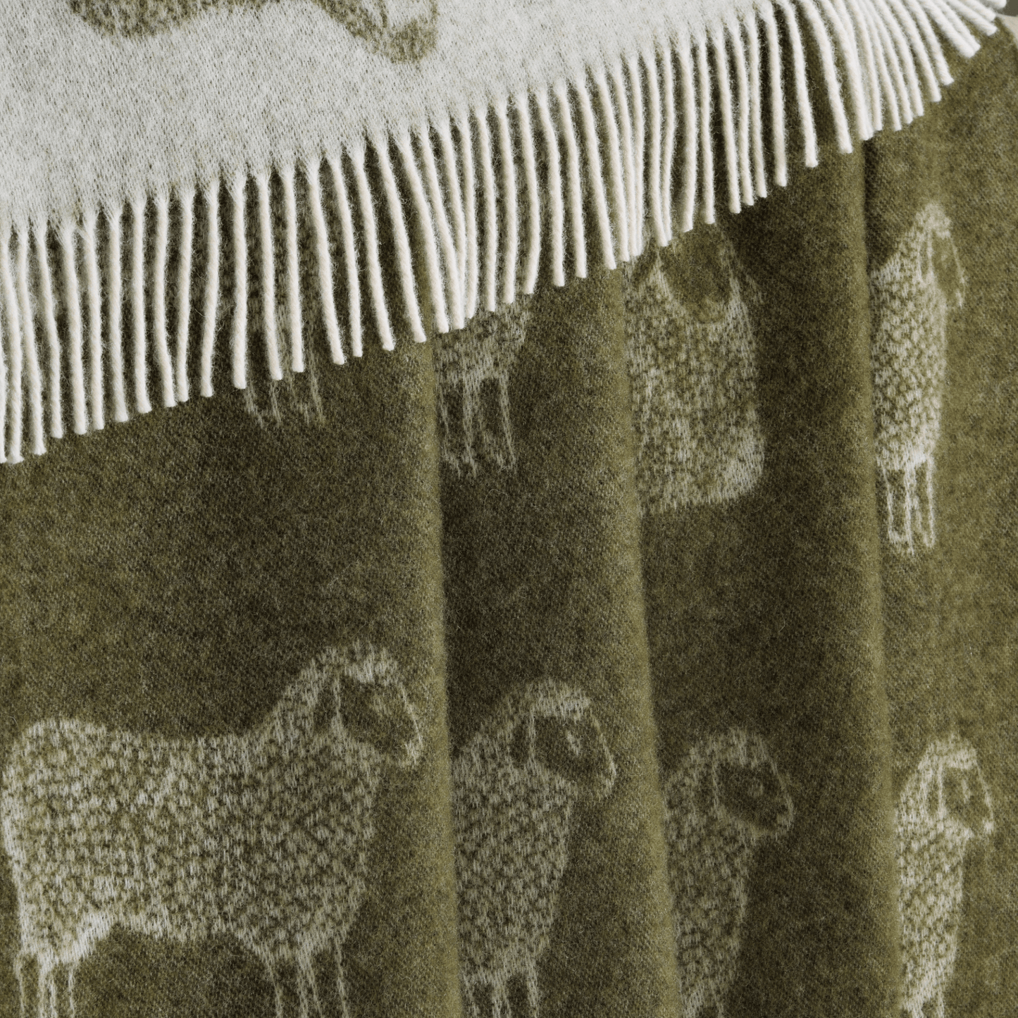 
                  
                    Moss Green Sheep Pure Wool Throw - Curated Home Decor
                  
                