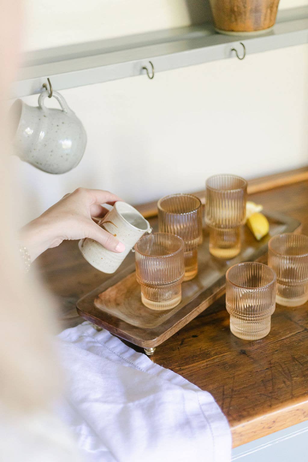 Set of 6 Short fluted glasses | tumblers