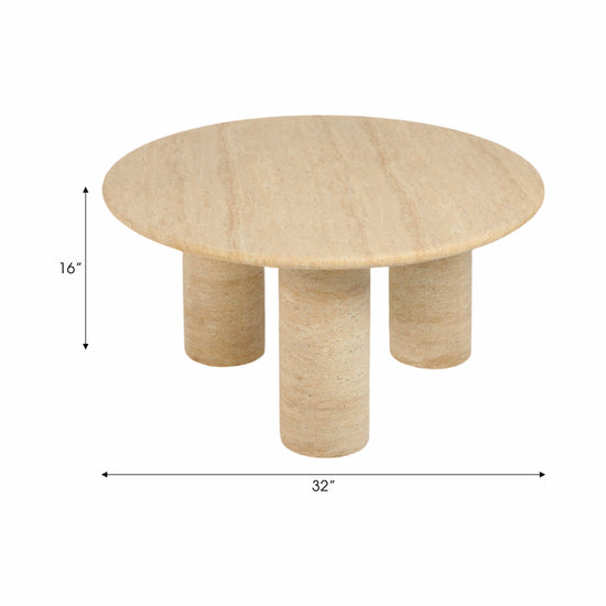 32 In. Ivory Concrete Round Minimalist Coffee Table Design