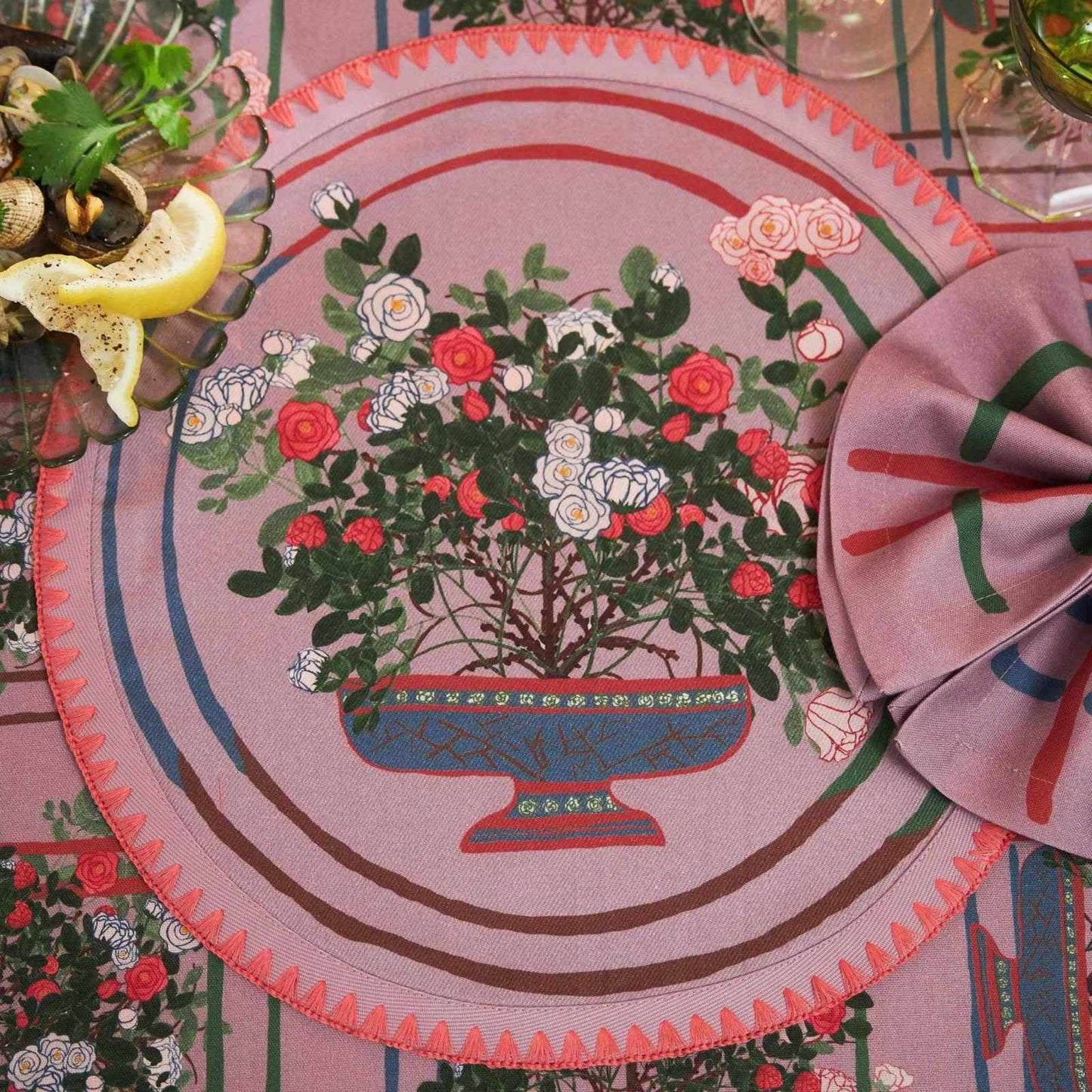 
                  
                    La Vie en Rose Round Embroidered Placemats – Set of 6 - Curated Home Decor
                  
                