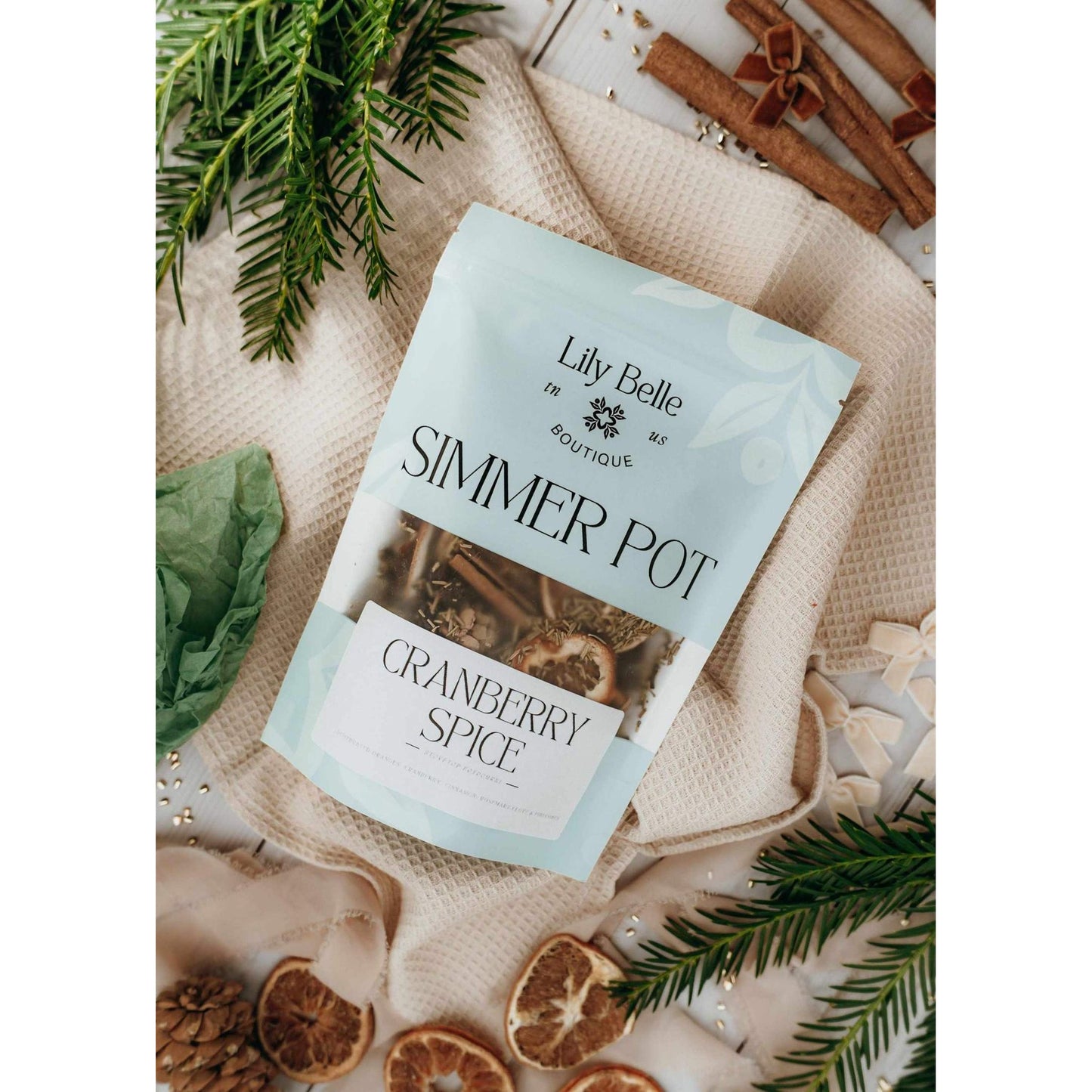 Cranberry Spice Simmer Pot with dehydrated cranberries, oranges, cinnamon, and clove for festive home fragrance