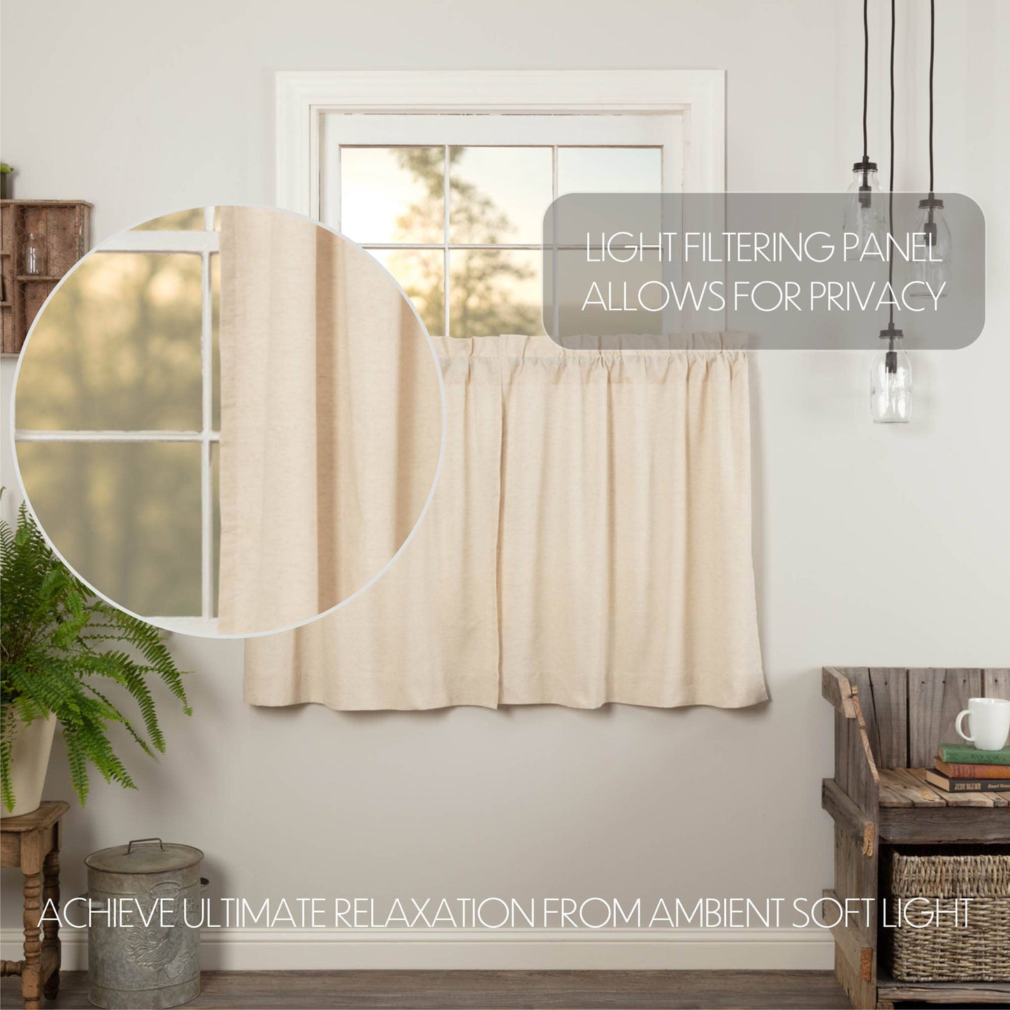 
                  
                    Simple Life Flax Natural Café Tier Curtains – Set of 2, 36"W x 36"L - Curated Home Decor
                  
                