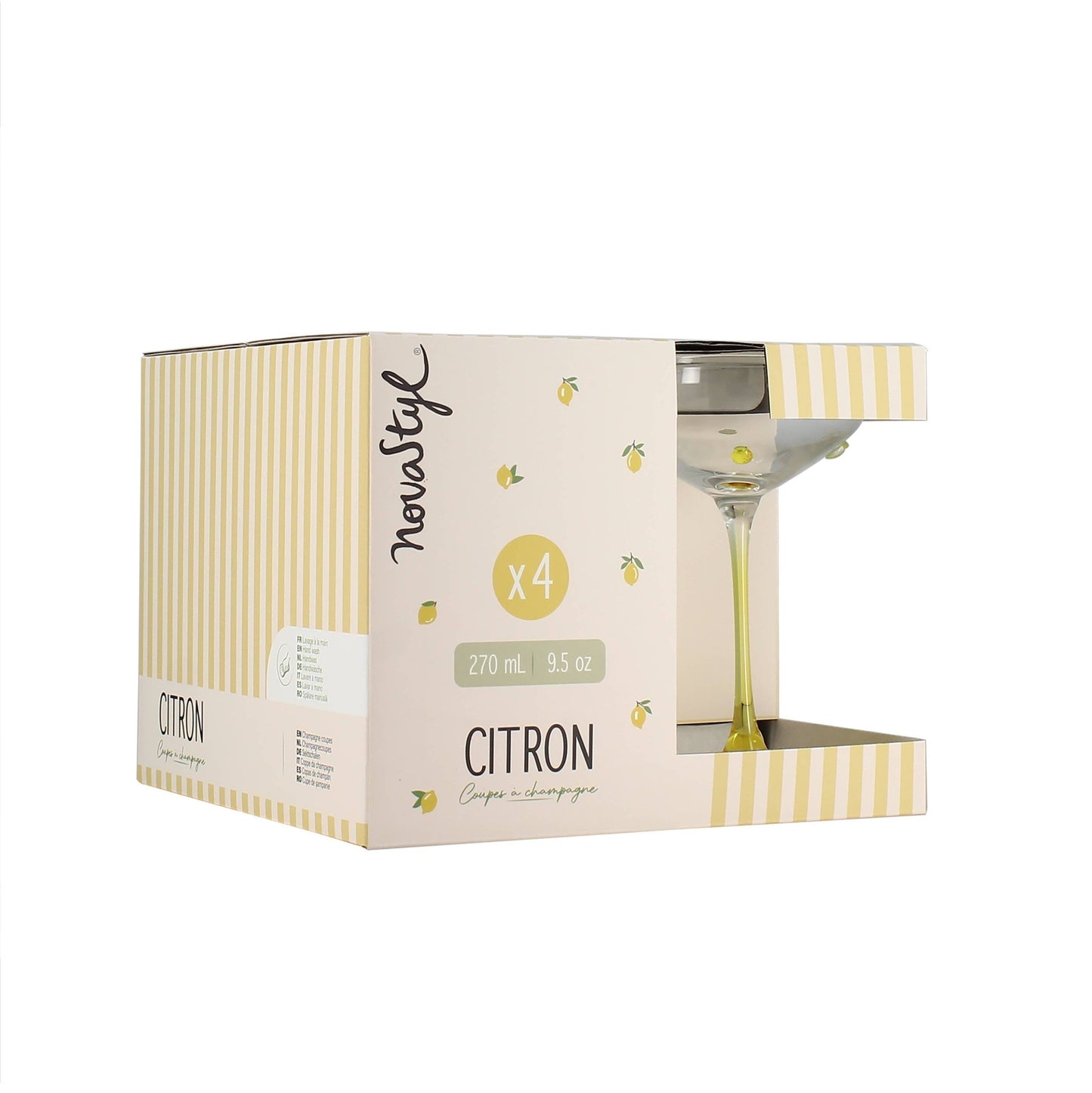 Lemon Dot Champagne Coupes, Set of 4 - Curated Home Decor