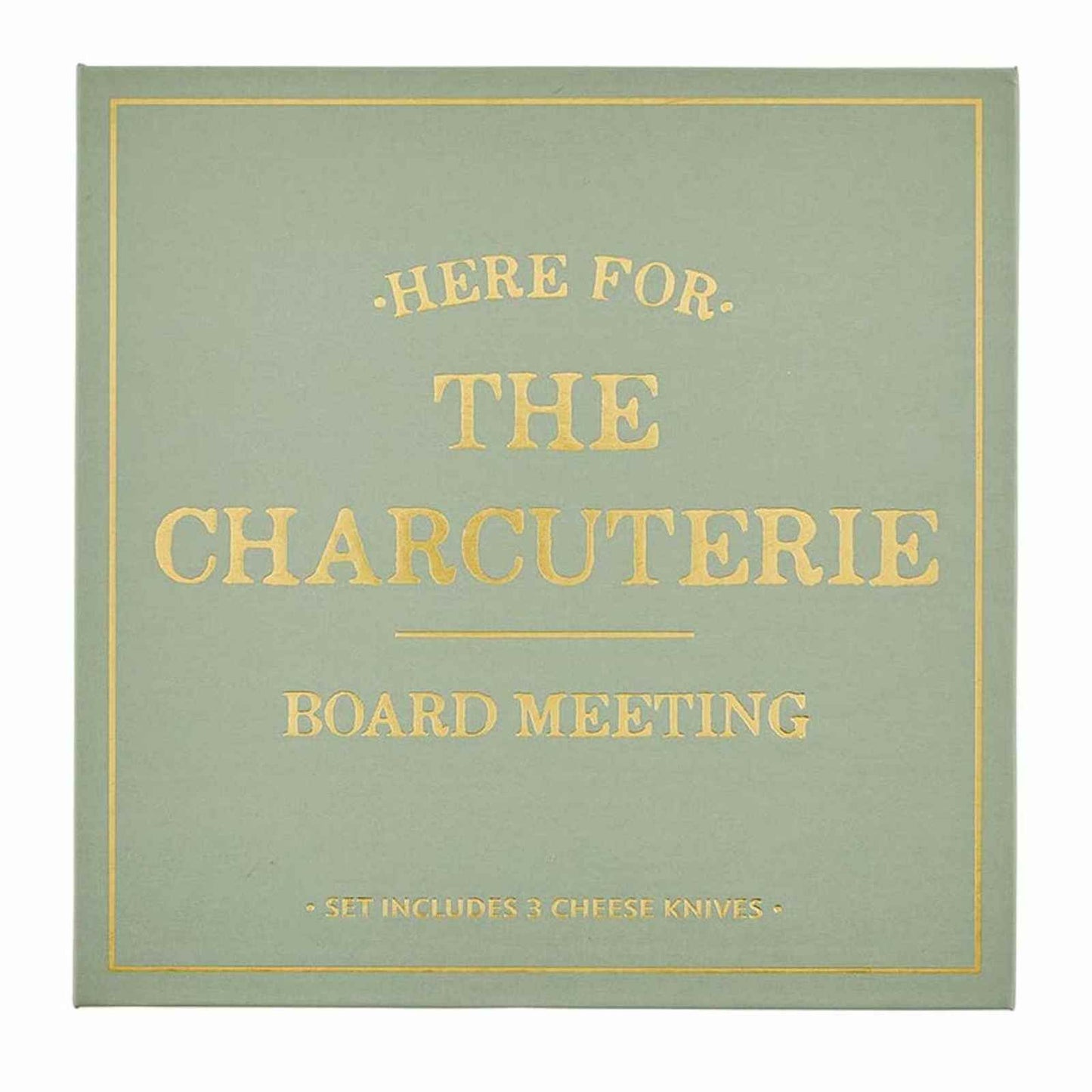 Set of three Acacia wood handle cheese knives with stainless steel blades in decorative book-style box