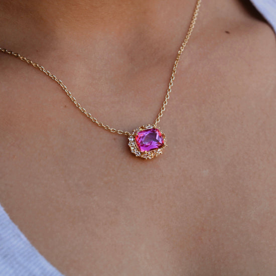 Vivian Grace Jewelry - The Poppy Necklace - Pink Topaz and Citrine: Gold - Curated Home Decor