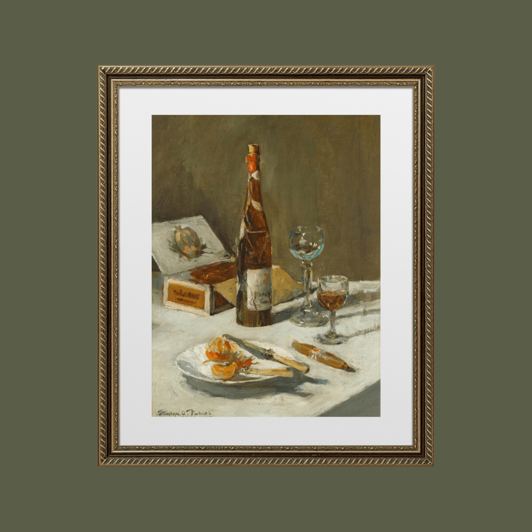 
                  
                    Wine and Cigars Still Life Antique Art Print - Curated Home Decor
                  
                