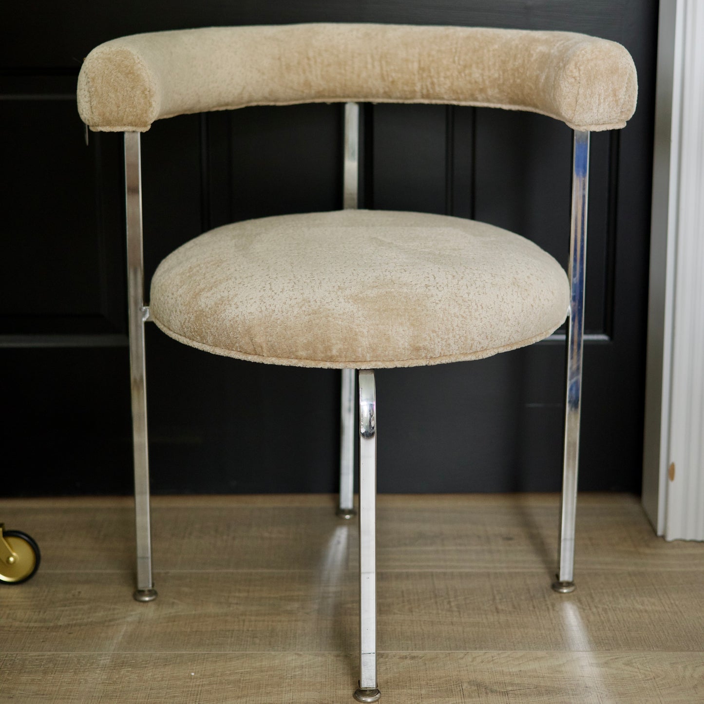Mid-Century Modern Chrome and Chenille Boucle Chair - Curated Home Decor