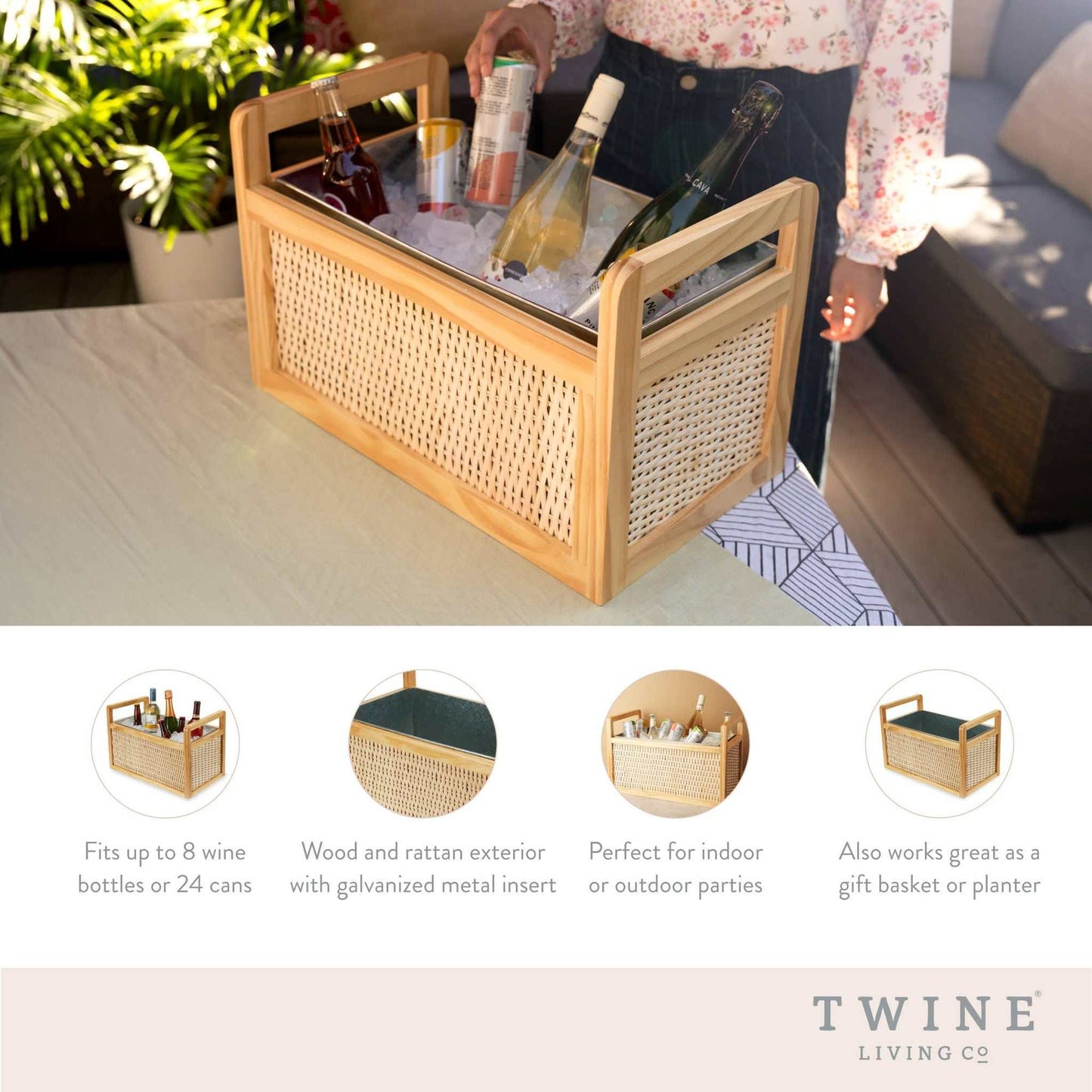 
                  
                    Rattan and Wood Beverage Tub - Curated Home Decor
                  
                
