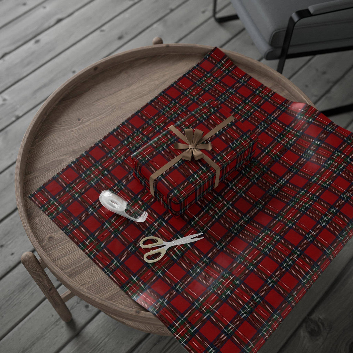 
                  
                    Red, green and navy tartan plaid Christmas wrapping paper, detail - Curated Home Decor
                  
                