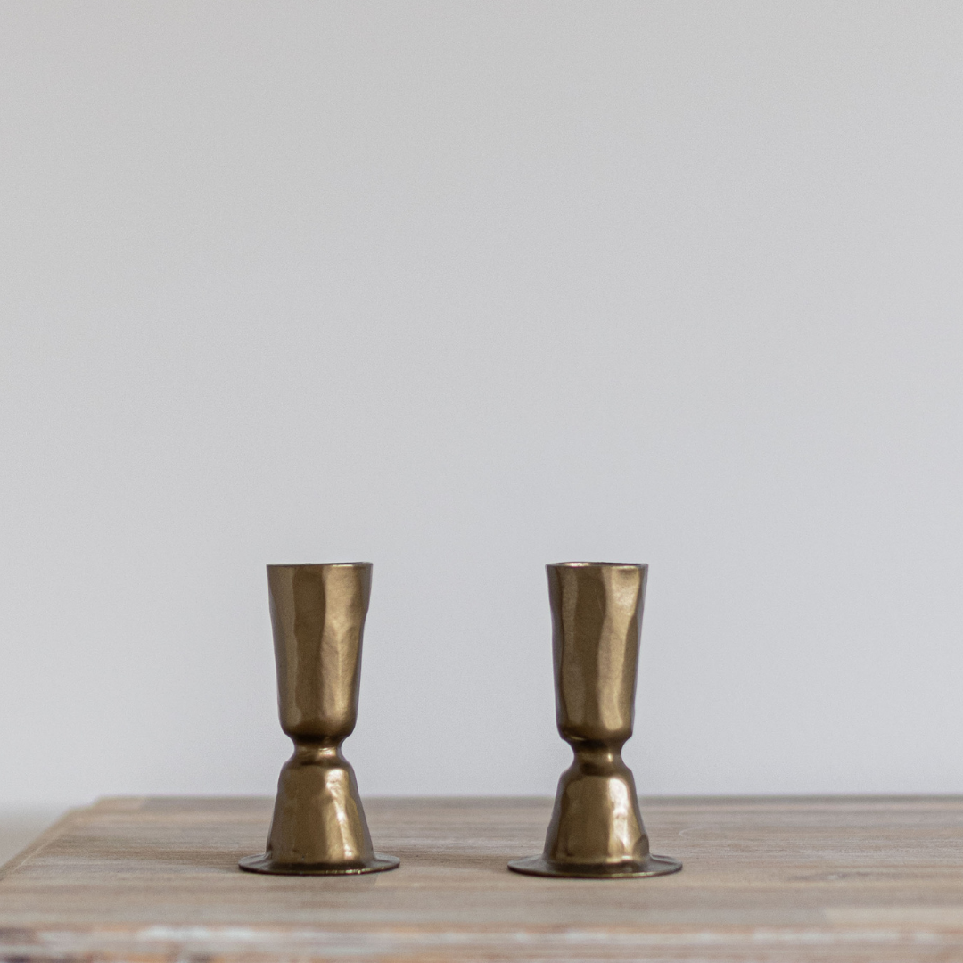Brass Tapered Candle Holder - Curated Home Decor