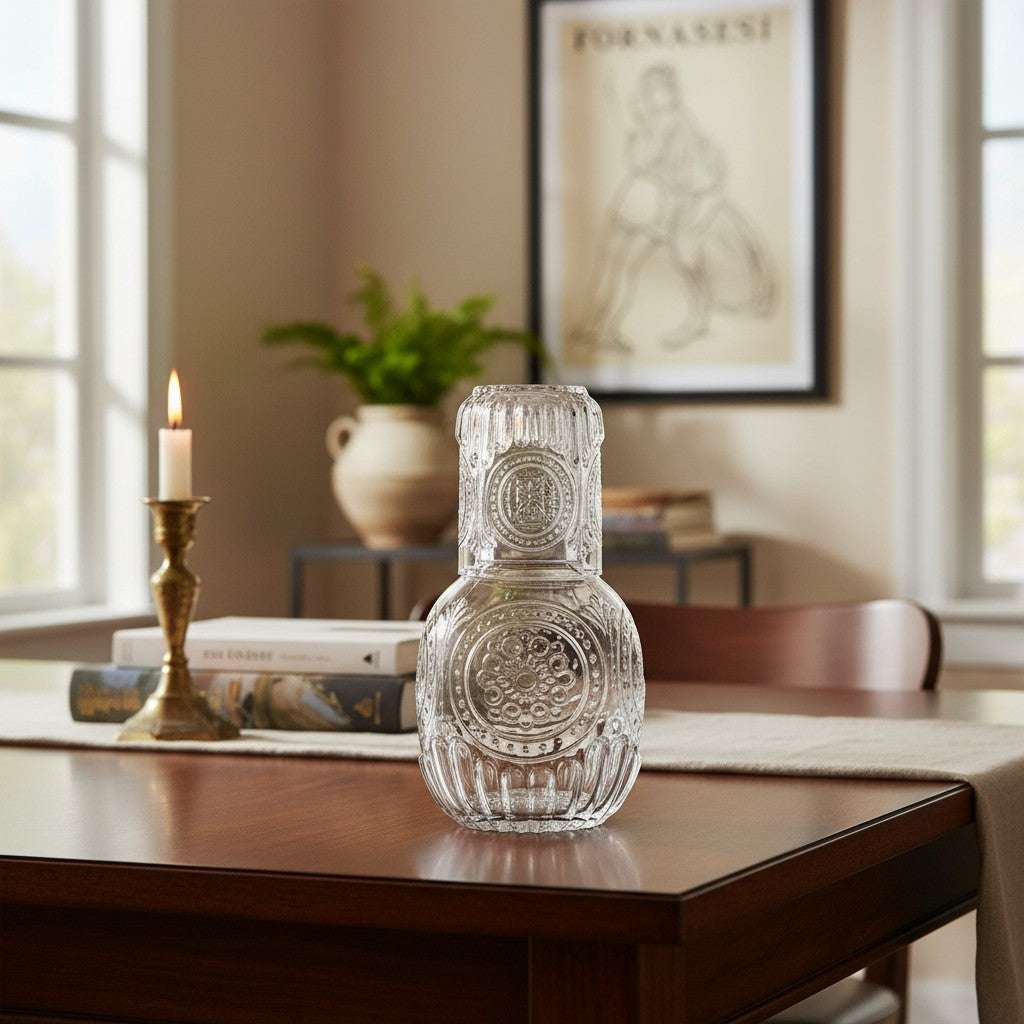 
                  
                    Embossed Glass Carafe and Cup - Curated Home Decor
                  
                