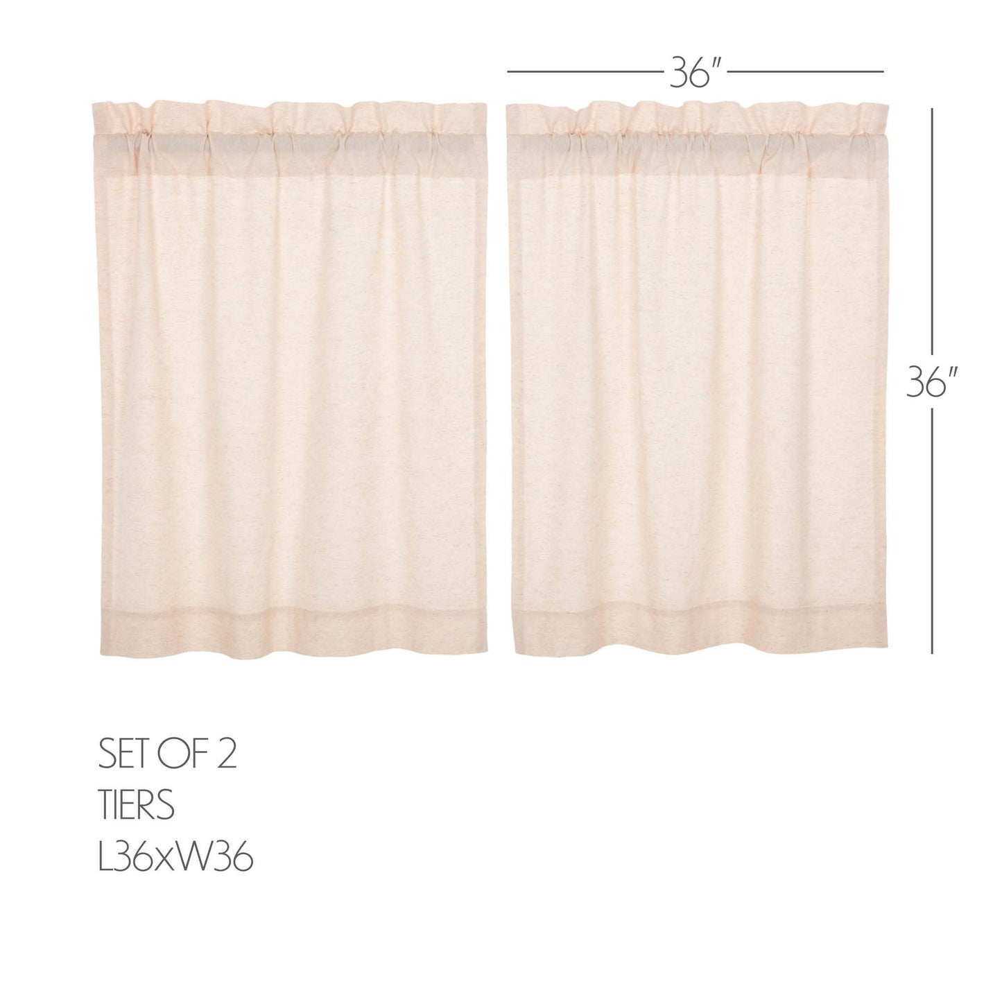 
                  
                    Simple Life Flax Natural Café Tier Curtains – Set of 2, 36"W x 36"L - Curated Home Decor
                  
                