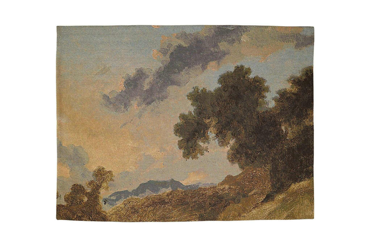 Rocca Landscape Tapestry 50x72 hand-finished recycled cotton jacquard with Italian countryside design