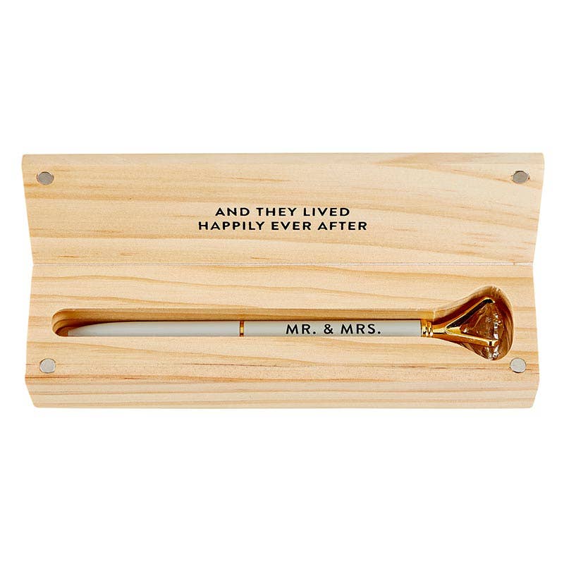 Wood Box with Gem Pen - Mr. & Mrs. - Curated Home Decor