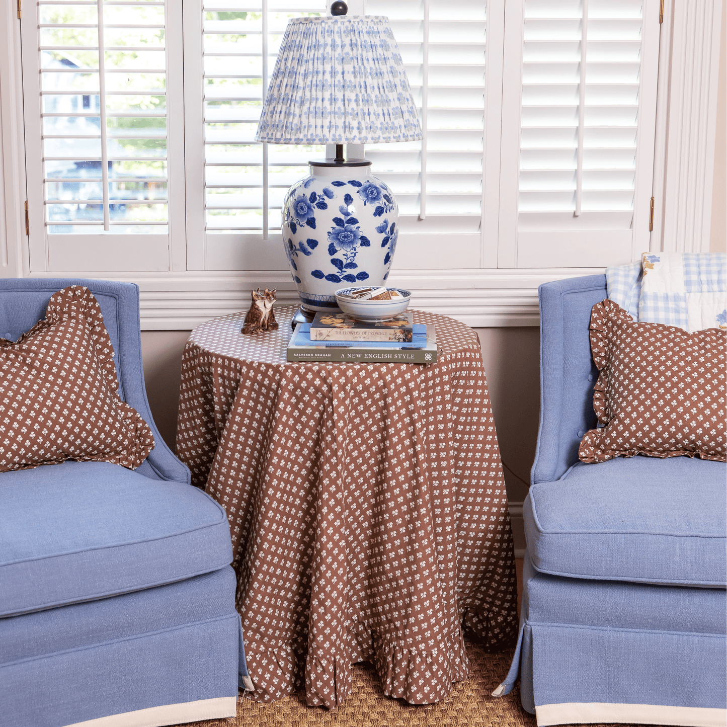 
                  
                    Constance 84" Round Tablecloth with Ruffle - Curated Home Decor
                  
                