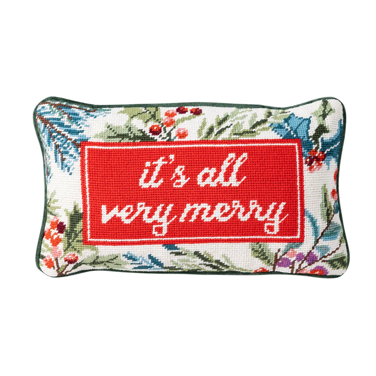 Very Merry Needlepoint Pillow - Curated Home Decor