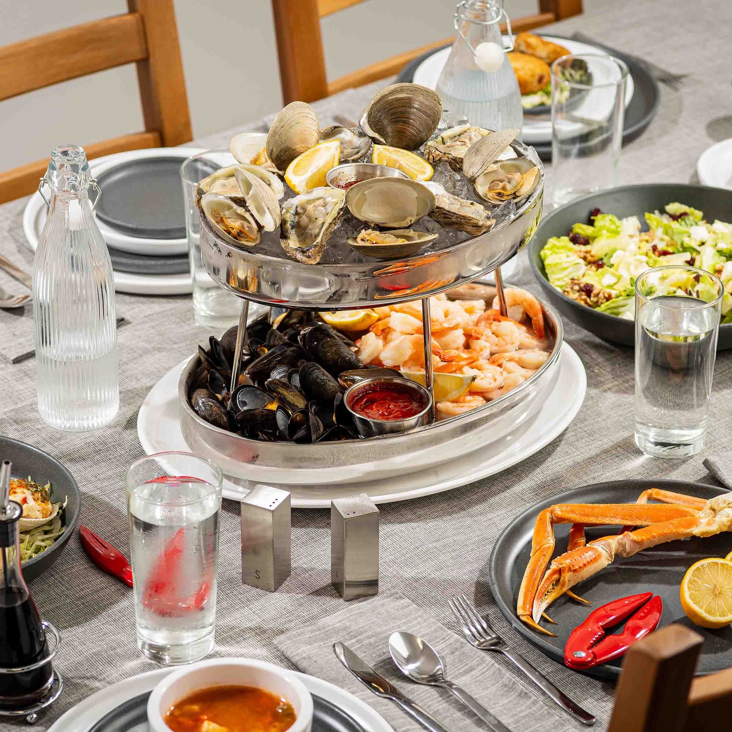 
                  
                    Oval 2 - Tiered Seafood Tower, Stainless Steel - Curated Home Decor
                  
                