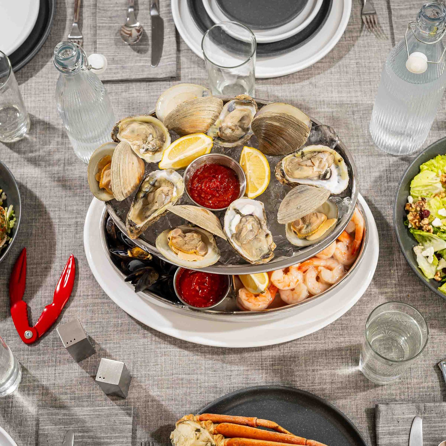 
                  
                    Oval 2 - Tiered Seafood Tower, Stainless Steel - Curated Home Decor
                  
                