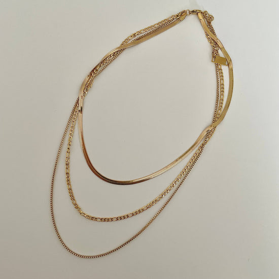 Shaylene Three Layer Necklace- Gold