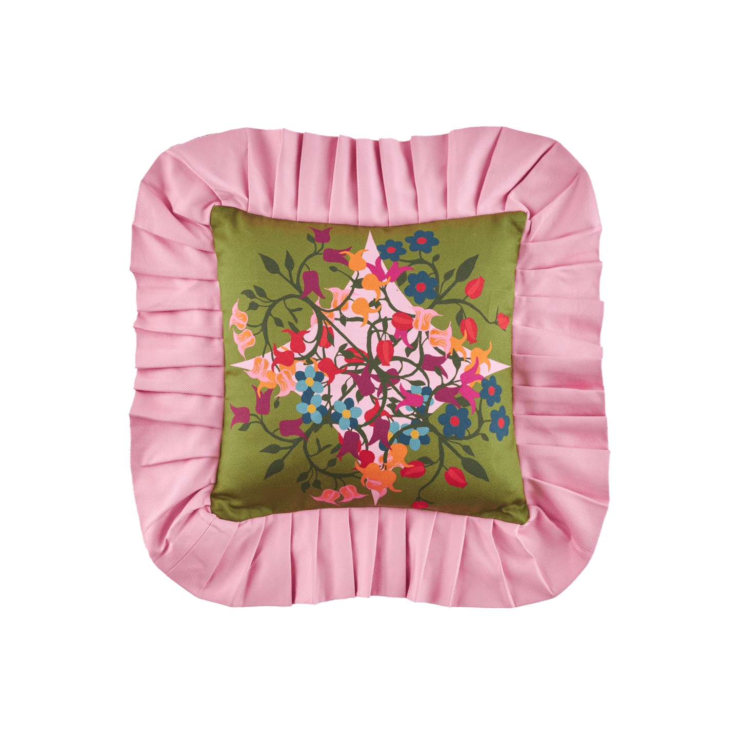 
                  
                    Ruffled Pillow Cover Blumen Green - Curated Home Decor
                  
                