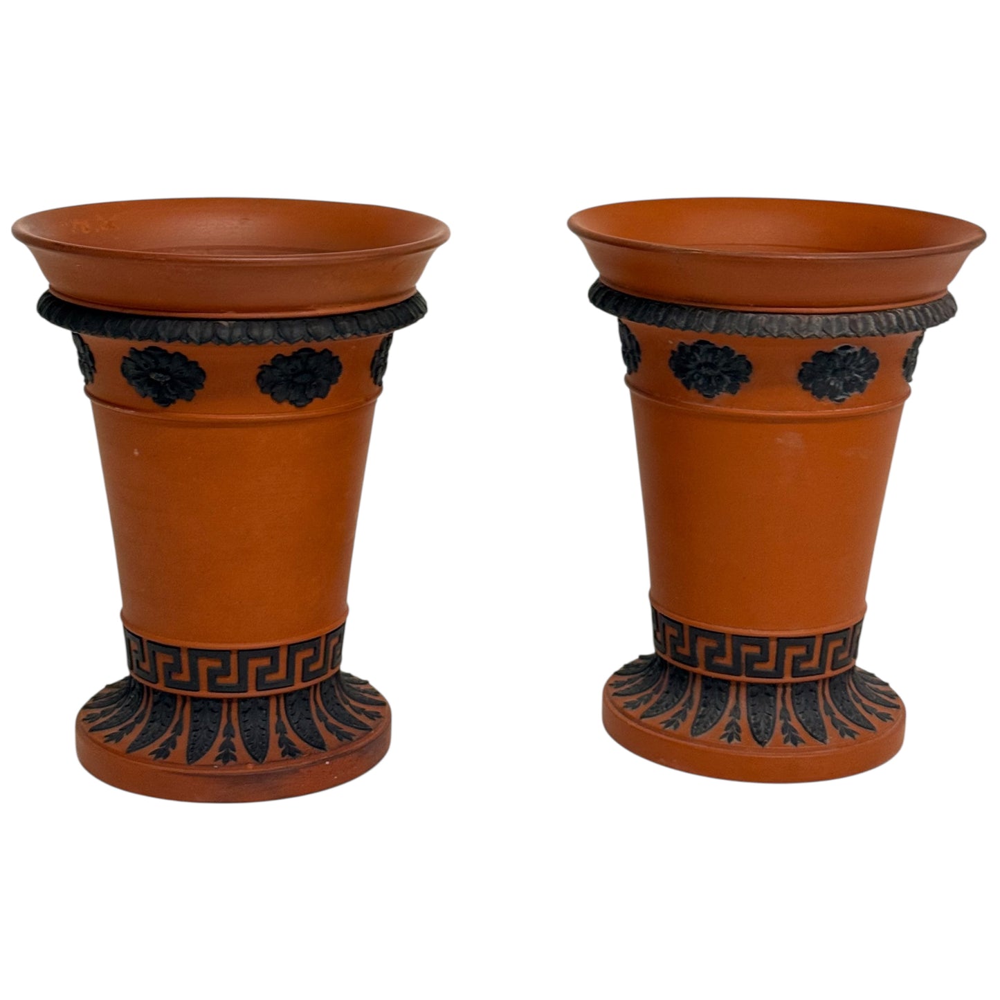 Pair of Early 19th CenturyWedgwood Rosso Antico Jardinieres - Curated Home Decor
