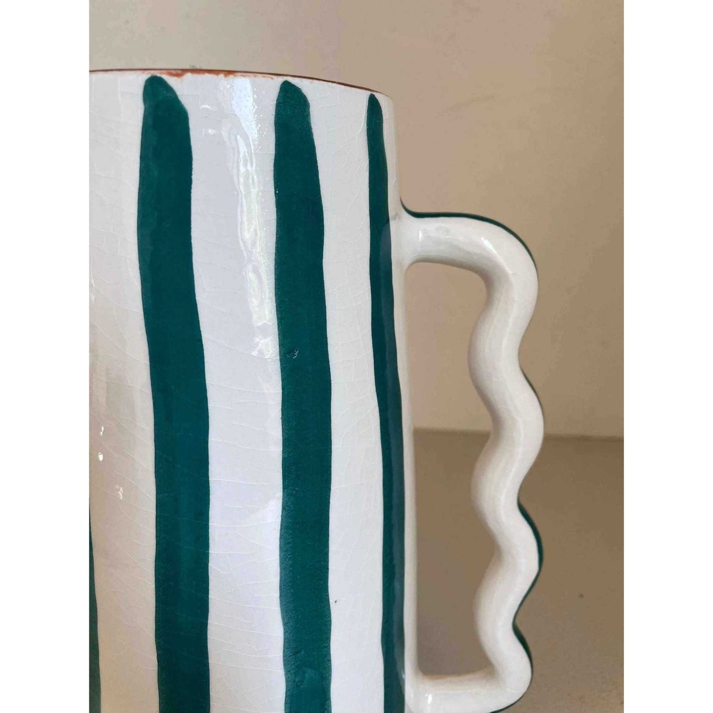 
                  
                    Fir Green and White Striped Abstract Ceramic Vase - Curated Home Decor
                  
                
