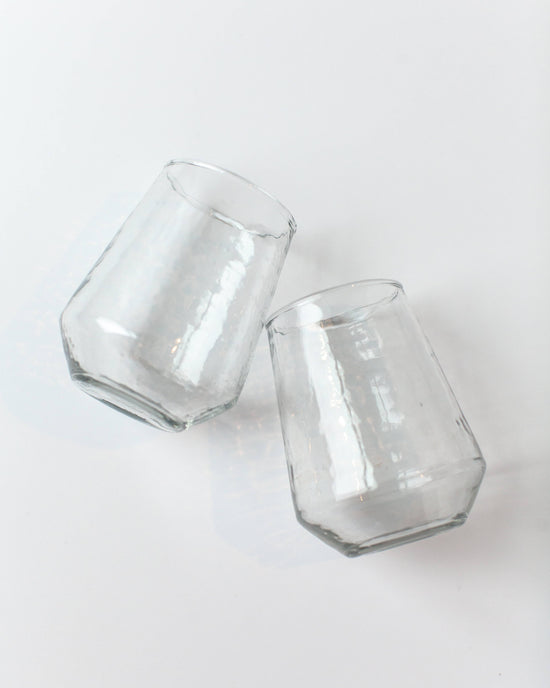 Creative Women - Handblown Hammered Glass Water Tumbler | Pair of 2: Smoke - Curated Home Decor