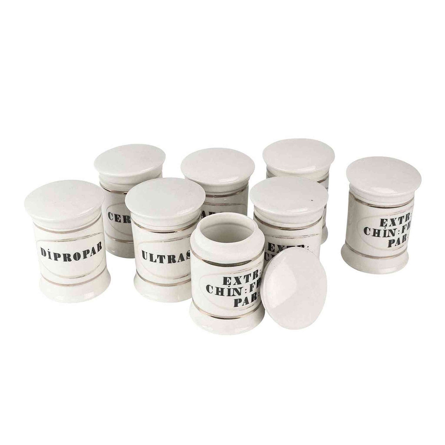 
                  
                    Set of 8 Small Ceramic Apothecary Jars - Curated Home Decor
                  
                