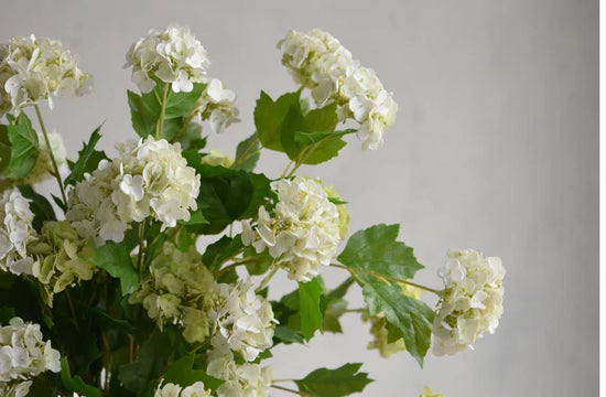 40"Long-5 Blooms-Premium Faux Snowball hydrangea spray