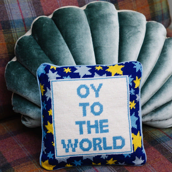 Oy Needlepoint Pillow - Curated Home Decor