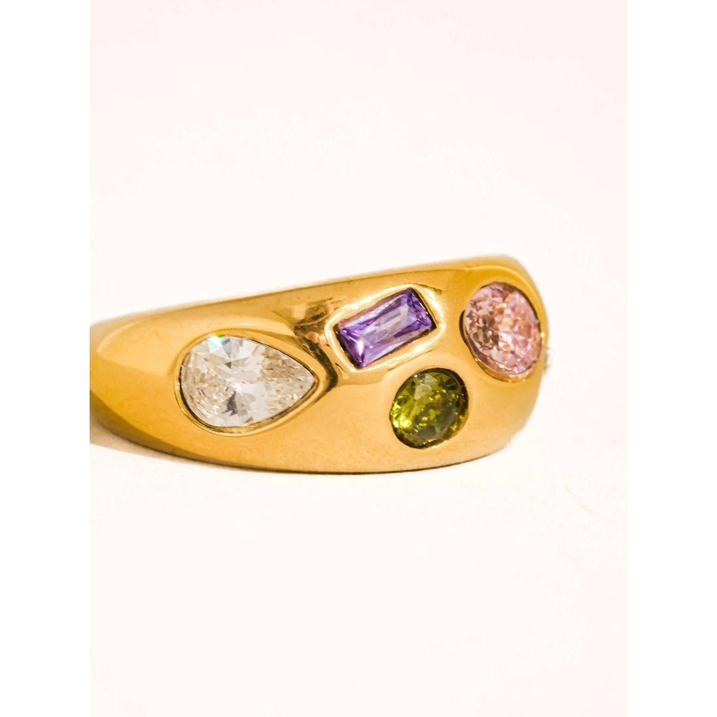 
                  
                    Orlume 18K Gold Non - Tarnish Colorful CZ Dome Ring: Yellow Gold / 7 - Curated Home Decor
                  
                