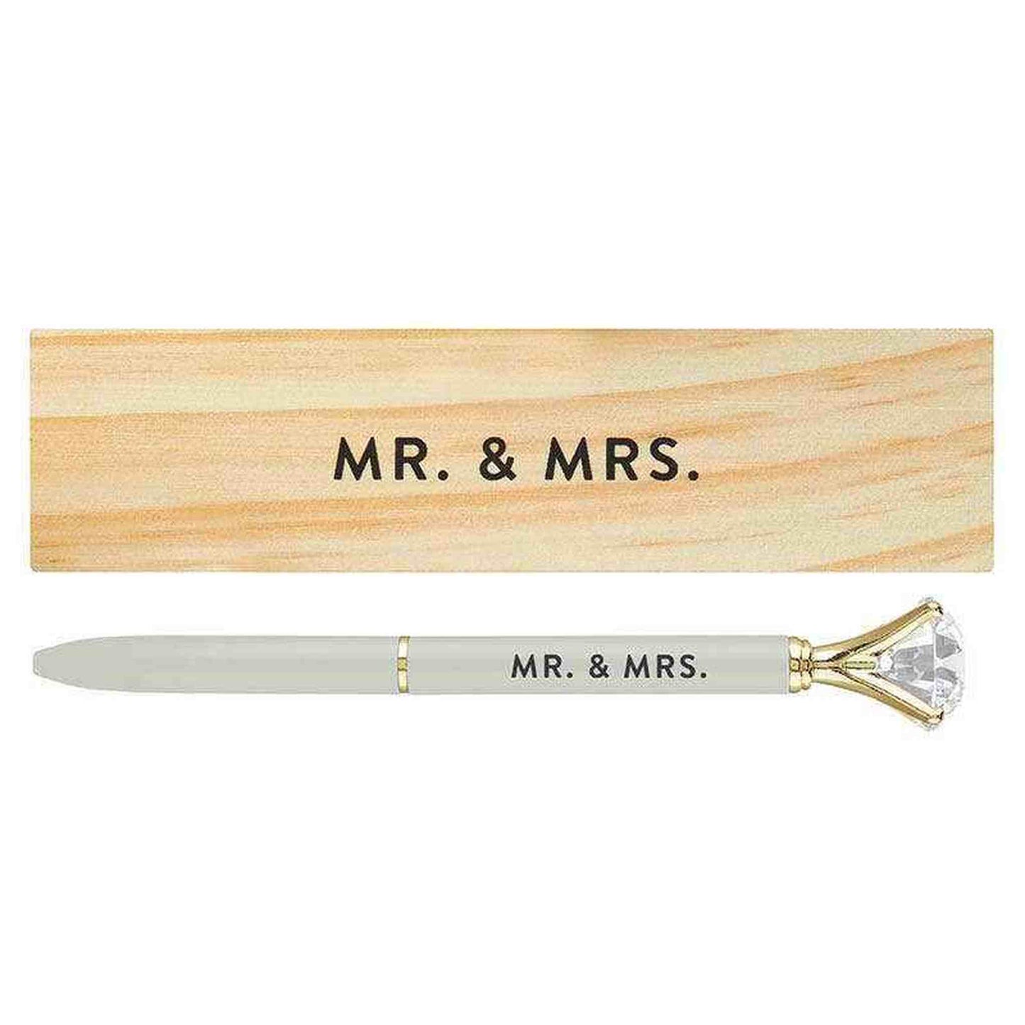 Wood box with gem pen set engraved "AND THEY LIVED HAPPILY EVER AFTER" for newlyweds gift
