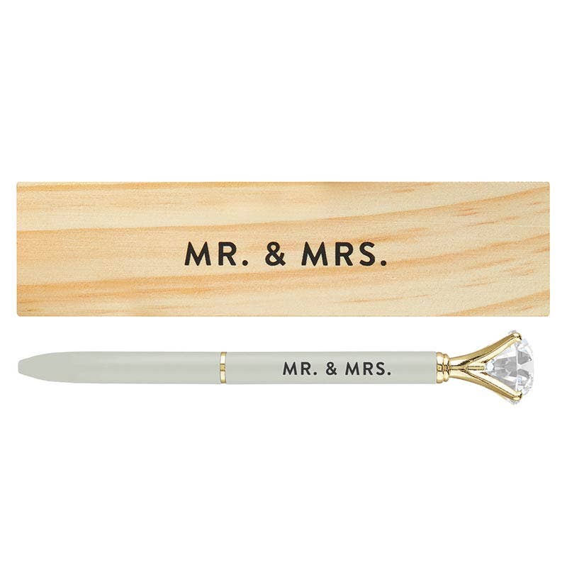 Wood Box with Gem Pen - Mr. & Mrs. - Curated Home Decor