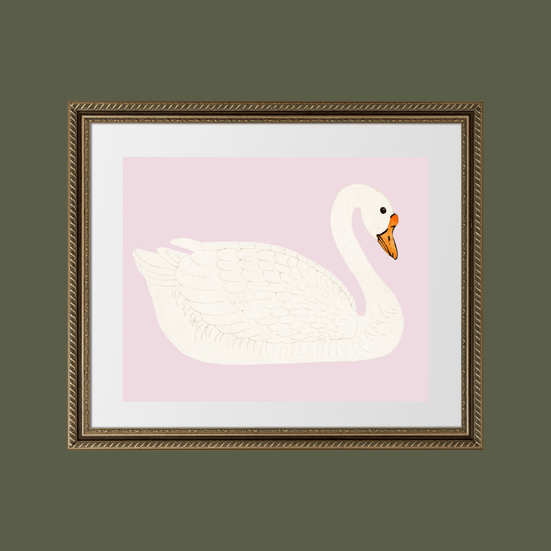
                  
                    A Swan Antique Art Print (Pink) - Curated Home Decor
                  
                