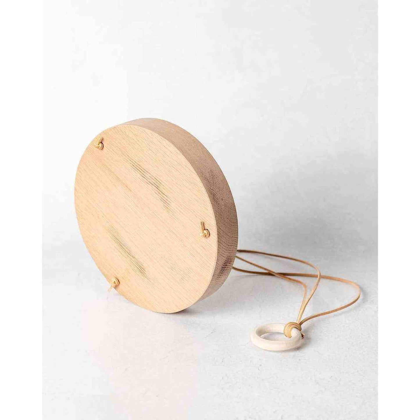 
                  
                    Reclaimed White Oak Round Plant Hanger with Leather Straps - Curated Home Decor
                  
                