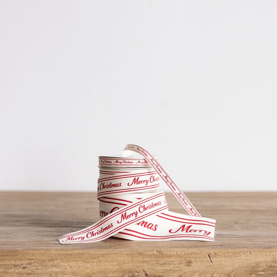 
                  
                    Red Cursive Merry Christmas Ribbon, 2" (Pre-Order: Ships Late September) - Curated Home Decor
                  
                