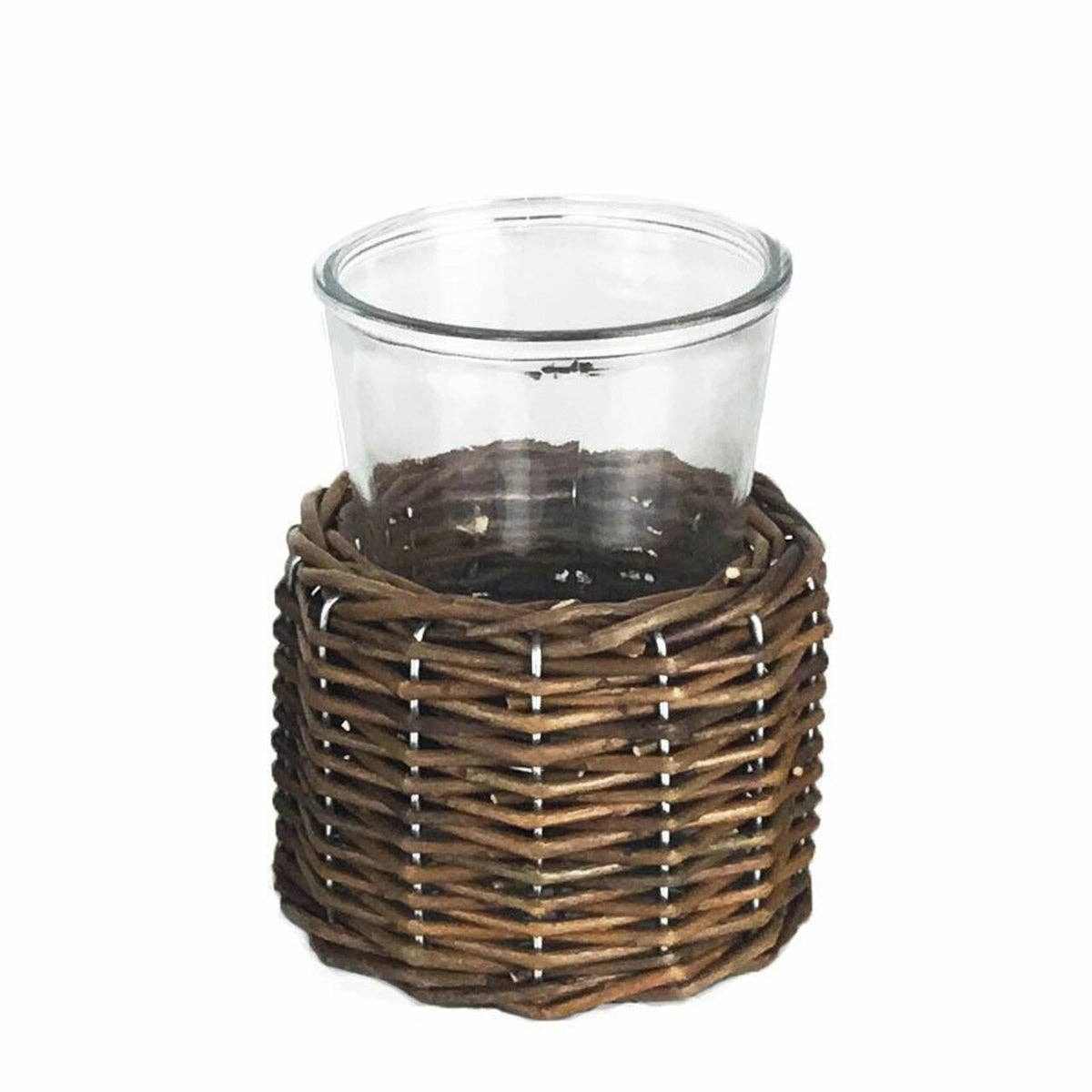 
                  
                    Woven Willow Glass Hurricane Holder - Curated Home Decor
                  
                